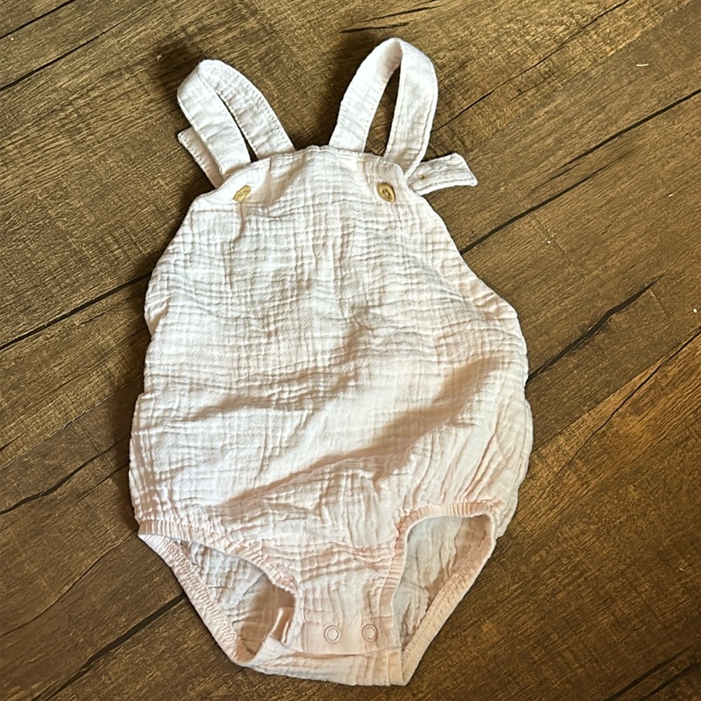 Organic Little Planet by Carters 18m baby pink onesie romper w crisscross straps